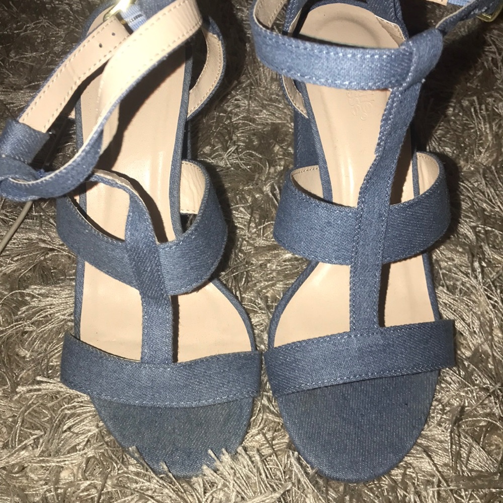 Denim platform strapped Charlotte Russe shoe